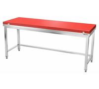 Table de travail en inox 1800x600 mm avec plaque de découpe rouge et renfort PREMIUM - GOLDINOX