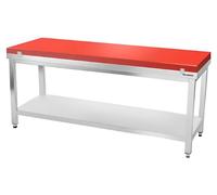 Table de travail en inox 1800x600 mm avec plaque de découpe rouge PREMIUM - GOLDINOX