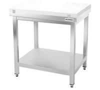 Table de travail en inox 700x600 mm avec plaque de découpe blanche PREMIUM - GOLDINOX