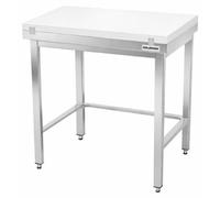 Table de travail en inox 700x700 mm avec plaque de découpe blanche et renfort PREMIUM - GOLDINOX