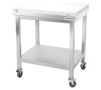 Table de travail en inox 700x700 mm avec plaque de découpe blanche sur roulettes PREMIUM - GOLDINOX