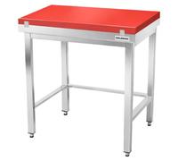 Table de travail en inox 800x700 mm avec plaque de découpe rouge et renfort PREMIUM - GOLDINOX