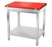 Table de travail en inox 800x700 mm avec plaque de découpe rouge PREMIUM - GOLDINOX