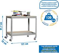 Table de travail et de montage en métal sans parafousses SIMONWORK MOBILE BT0 1500 GRIS/BOIS