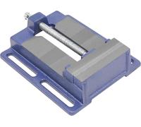 Table de travail, étau, perceuse - Support de perceuse, étau 125 mm - Fonte - Largeur des mors : 12,2 cm - Course : 12,5 cm - Bleu