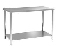 Table de travail - HOMCOM - 2 étagère - pour atelier, garage, hangar - en acier inoxydable - 120 x 60 x 86 cm - argenté