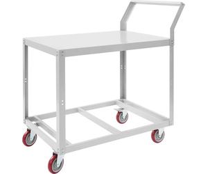 Table de travail industrielle - Table en acier avec roulettes - Rectangulaire - Charge lourde - Chariot - Argent