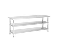 Table de travail inox de cuisine avec 2 étages - 200 x 60 x 5 cm - 231 kg - - Royal Catering