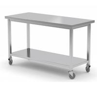 Table de Travail Inox - sur Roues - Étagère Basse - Usage Intensif - L-1000 x P-600mm