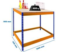 Table de travail métallique et montage sans parafousses SIMONWORK BASIC 1 901545-1 BLEU/LARANJA/MADEIRA