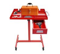 Table de travail mobile avec roulettes, chariot d'atelier en acier (rouge) | Table à outils avec tiroir et étagère, table à outils roulante, chariot à outils de mécanicien pour garage, atelier