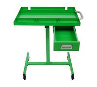 Table de travail mobile, chariot à outils, chariot d'atelier avec tiroir, table de travail avec roulettes pour garage et atelier, vert, acier au carbone et acier inoxydable, pour le rangement des