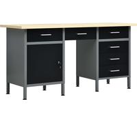 vidaXL Table de travail noire 160 x 60 x 85 cm acier