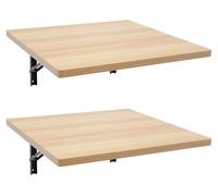 Table de travail pliante à fixer au mur - Lot de 2 - Banc de travail - Capacité de charge : 230 kg - Structure en acier - Plateau en bois de 60x58 cm - Idéal pour la cuisine, le garage, l'atelier - Bo