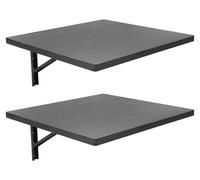 Table de travail pliante à fixer au mur - Lot de 2 - Capacité de charge : 230 kg - Plateau en acier et bois de 60x58 cm - Idéale pour la cuisine, le garage, l'atelier - Couleur : noir