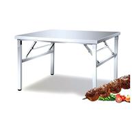 Table de travail pliante en acier inoxydable - Table de cuisine d'extérieur pour bistrot et jardin Table de salle à manger pliable en acier inoxydable pour barbecue, atelier et plantation (taille
