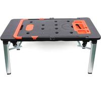 Table de travail pliante multifonctionnelle 7 en 1 : établi, chariot de manutention, support pour scie, pieds réglables en hauteur, plateforme de travail, chariot mobile et table de travail. Outil mul