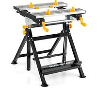 Table de travail pliante, réglable en hauteur et inclinable, établi avec une grande surface de travail extensible, établi-étau pour atelier, garage, usage domestique et travaux de bricolage, capacité 
