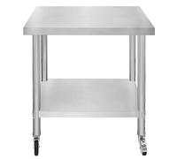 Table de Travail Préparation Professionelle Cuisine en Inox - 76cm x 45cm x 86cm - Plan de préparation Culinaire Chariot de Cuisine - 4 Roues Amovibles - Restaurant, Bar, HORECA CDH