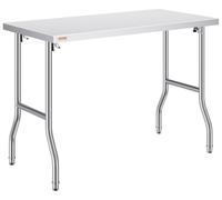 Table de travail professionnelle pliante 122 x 61 cm, table de préparation pliante en acier inoxydable ultra-résistante pouvant supporter jusqu'à 300 kg, table de travail de cuisine, îlot de cuisine e