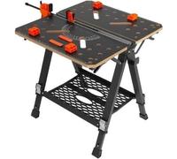 Table de travail professionnelle pliante - 7 hauteurs de travail - travail du bois - système de serrage - charge maxi 454 kg - noir