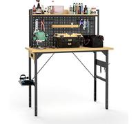 Table de travail réglable en hauteur, capacité de charge maximale de 700 kg, avec tiroir de rangement et roulettes. Table de travail avec crochets, idéale pour garage, atelier, bureau ou domicile. Dim