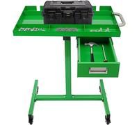 Table de travail robuste 80x90 cm - Chariot d'outils mobile, capacité de charge 100 kg, avec tiroir et étagère, pour atelier, garage, bureau, maison (vert)