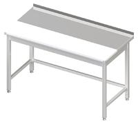 Table de travail sans fond, 1300x600x850 mm, avec plateau de coupe en PE encastré à fleur, avec rebord, soudé