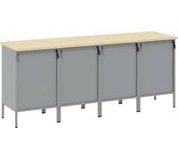 vidaXL Établi avec tiroirs 4 pcs rouge et gris 200 x 55 x 85 cm