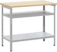 Table de travail vidaXL avec étagère, gris et beige, 100 x 55 x 85 cm, en acier