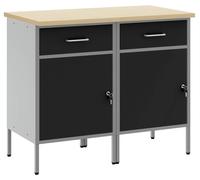 Table de travail vidaXL avec rangement, 2 pièces, noir et gris, 100 x 55 x 85 cm