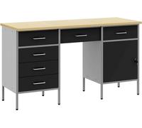 Table de travail vidaXL avec rangement, 3 pièces, noire, pour ingénieurs, en bois et en acier