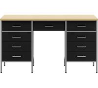 Table de travail vidaXL avec rangement, 3 pièces, noire, pour ingénieurs, en bois et en acier