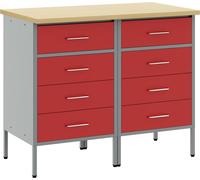vidaXL Établi avec tiroirs 2 pcs rouge et gris 100 x 55 x 85 cm