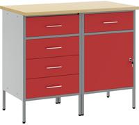 vidaXL Établi avec tiroirs 2 pcs rouge et gris 100 x 55 x 85 cm
