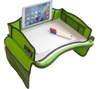 Table de voyage pour enfants, table de jeu pour la banquette arrière, avion, train, table à manger, verte, lavable, avec de nombreux compartiments.