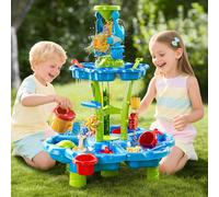 Table d'eau et de sable à deux niveaux pour les tout-petits de 3 à 5 ans. Table de jeux sensoriels pour enfants. Jouets d'extérieur pour l'été, adaptés à la plage, au jardin ou à la cour, avec de l'ea