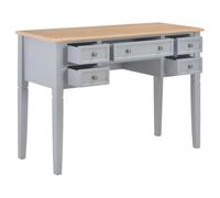 Table d'écriture 109,5x45x77,5 cm Bois Gris avec 5 tiroirs | MDF durable, bois de pin, laqué gris, cinq tiroirs, plateau spacieux, convient pour l'étude et la chambre à coucher