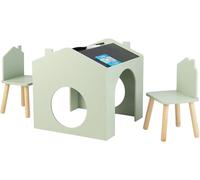 Table d'enfant GINGER HOME avec 2 chaises – Maison de jeu multifonctionnelle avec tableau noir, surface de dessin et de lecture