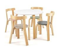 Table d'enfant Ronde avec 4 Chaises pour Enfants 4 Ans +, Style Scandinave, Coloré