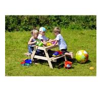 TIMBELA M010-1 Ensemble de chaises pour enfants en bois naturel avec compartiment de rangement - H50 x 90 x 90 cm Banc stable pour enfants pour pique-nique avec compartiment de rangement