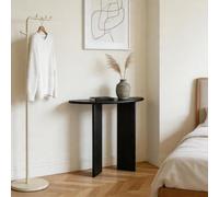 Table d'entrée, console étroite avec double support vertical, table de canapé en demi-lune pour couloir, économie d'espace, décoration en bois noir mat, design de 70 cm