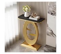 Table d'entrée étroite avec Dessus en marbre, Long canapé Moderne Pieds métal, Console Fine Peu encombrante for Couloir, Salon, Petits espaces(Gold+Black,60cm)