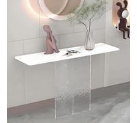 Table d'entrée longue et étroite, avec une base en acrylique, table d'appoint de canapé minimaliste moderne avec pieds en forme de T, adaptée aux salons, couloirs, entrées White B 120cm/47.2in