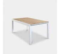 Table d'extérieur à rallonge 160/240 cm avec structure en aluminium et plateau en polywood aspect bois Antares - Blanc