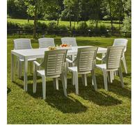 Arabesch - Table d'Extérieur, 220x90x72h cm Blanc, 10 Places Italy