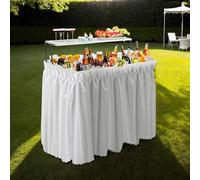Table d'extérieur avec glacière - Table réfrigérée - Pliable - Bac à glaçons intégré - Acier inoxydable - Rectangulaire - Pour 8 personnes - Transportable - Blanche