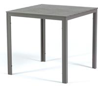 Table d'extérieur carrée 78x78 cm, structure acier et plateau effet bois, style contemporain pour jardin ou terrasse - GABRIEL - Beige