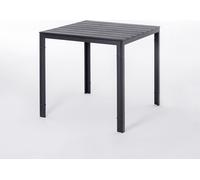 Table d'extérieur carrée 78x78 cm, structure acier et plateau effet bois, style moderne pour jardin ou terrasse - GABRIEL - Noir