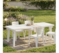 Table d'extérieur Dhristo - Dmora - En PVC - Blanc 160x90h74 cm